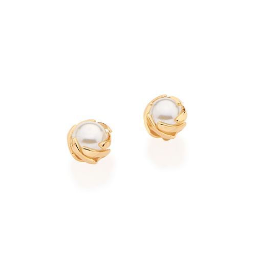 BRINCO SOLITÁRIO BANHADO A OURO 18K COM PÉROLAS SINTÉTICAS
