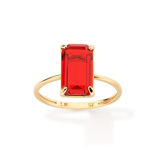 ANEL SOLITÁRIO BANHADO A OURO 18K COM CRISTAL