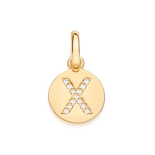PINGENTE LETRA BANHADO A OURO 18K COM ZIRCÔNIAS -LETRA X