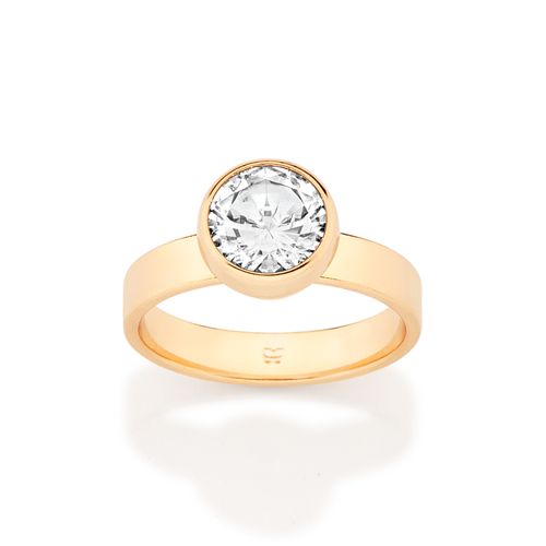 ANEL SOLITÁRIO BANHADO A OURO 18K COM ZIRCÔNIA