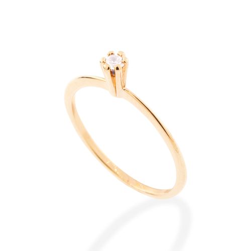 ANEL SOLITÁRIO BANHADO A OURO 18K COM ZIRCÔNIA