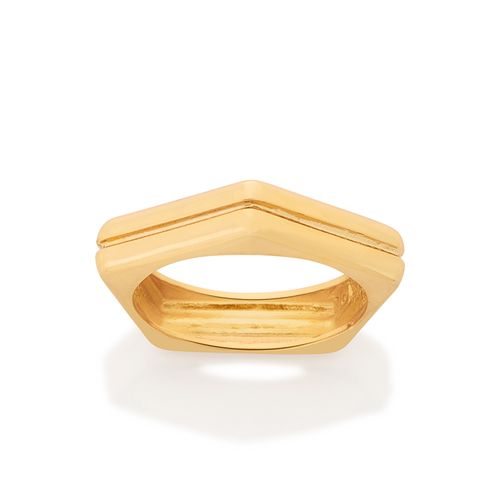 ANEL GEOMÉTRICO COM FRISO BANHADO A OURO 18K