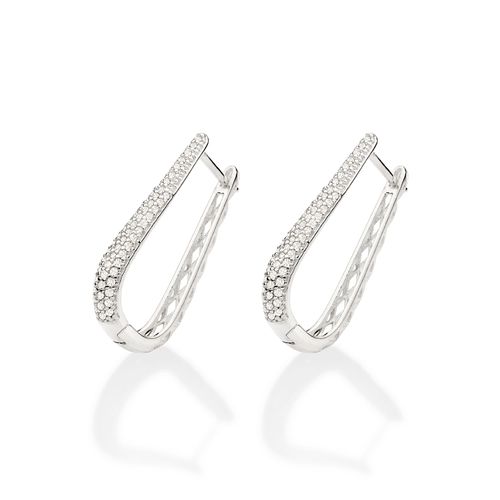 BRINCO ARGOLA OVAL DE PRATA 925 COM ZIRCÔNIAS