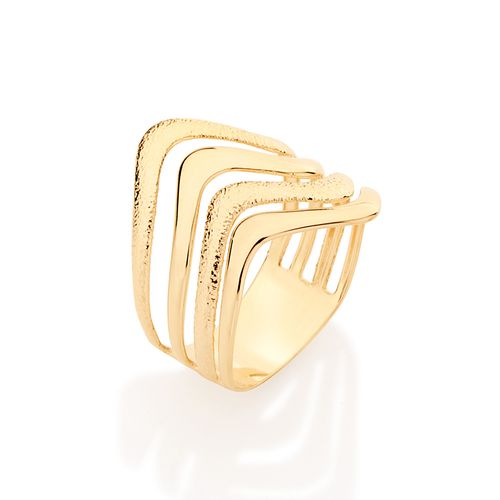 MAXI ANEL COM ONDAS VAZADAS BANHADO A OURO 18K