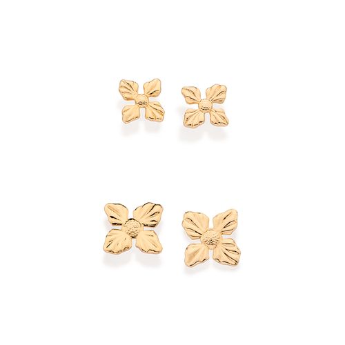 KIT BRINCO FLOR BANHADO A OURO 18K