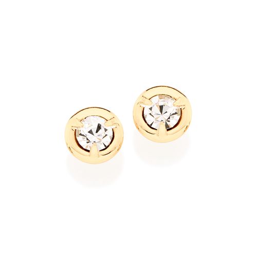 BRINCO SOLITÁRIO BANHADO A OURO 18K COM ZIRCÔNIAS