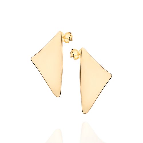 BRINCO BOTÃO TRIANGULAR BANHADO A OURO 18K