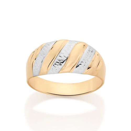 ANEL BANHADO A OURO 18K COM APLICAÇÃO DE RHODIUM