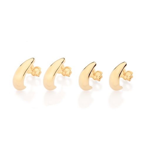 KIT BRINCO ARGOLAS ABAULADAS BANHADO A OURO 18K