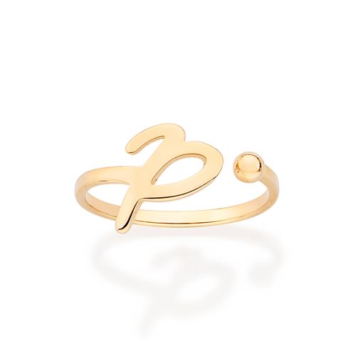 ANEL DE LETRA BANHADO A OURO 18K-LETRA P