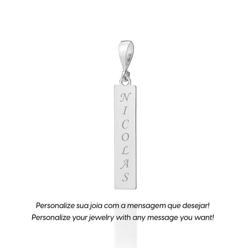 PINGENTE PLACA VERTICAL PERSONALIIZÁVEL DE PRATA MACIÇA 925