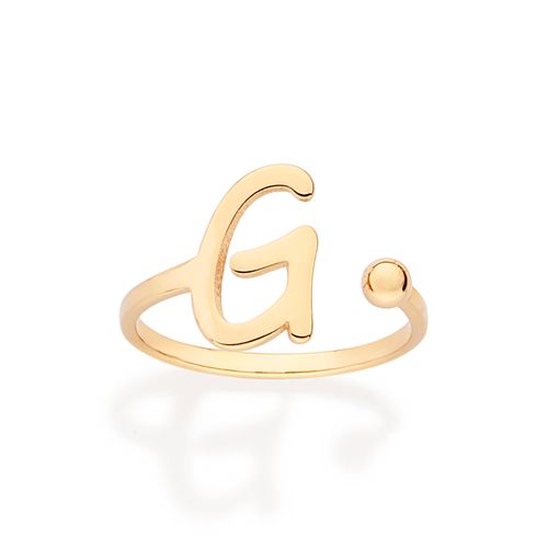 ANEL DE LETRA BANHADO A OURO 18K-LETRA G