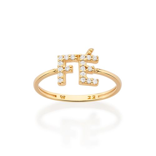 ANEL SKINNY FÉ BANHADO A OURO 18K COM ZIRCÔNIAS