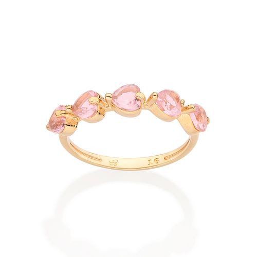 ANEL SKINNY CORAÇÕES BANHADO A OURO 18K