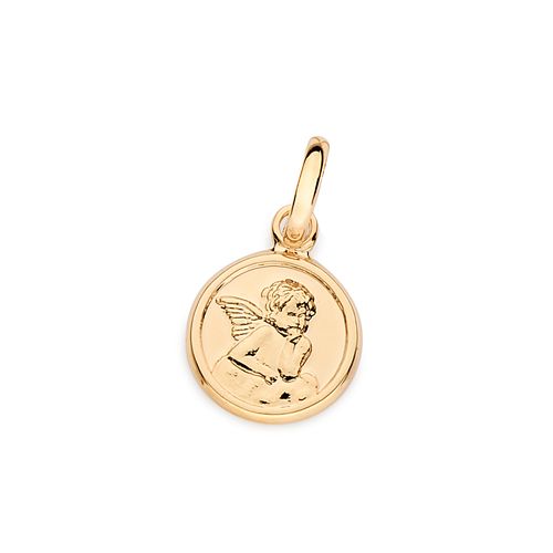 PINGENTE REDONDO ANJO DA GUARDA BANHADO A OURO 18K