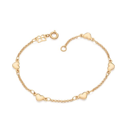 PULSEIRA CORAÇÕES BANHADA A OURO 18K