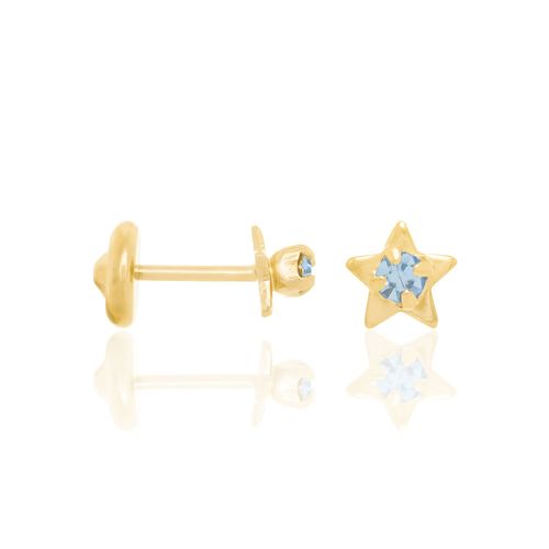 BRINCO ESTRELAS INFANTIL BANHADO A OURO 18K COM CRISTAIS