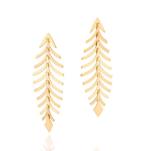 BRINCO FOLHAS ARTICULADO BANHADO A OURO 18K