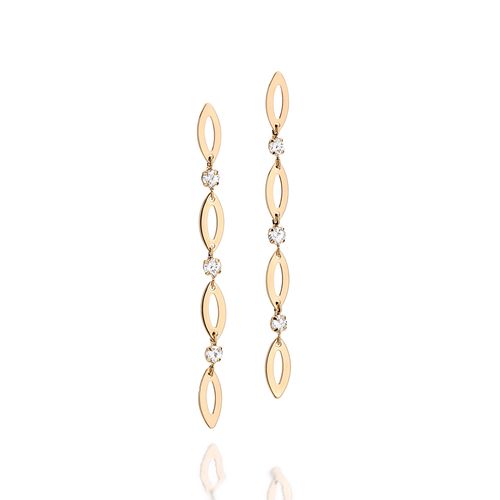 BRINCO PÊNDULO BANHADO A OURO 18K COM ZIRCONIAS