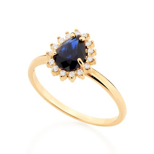 ANEL BANHADO A OURO 18K COM ZIRCÔNIAS E CRISTAL