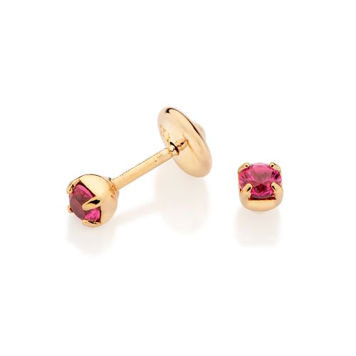BRINCO SOLITÁRIO INFANTIL BANHADO A OURO 18K COM ZIRCÔNIAS