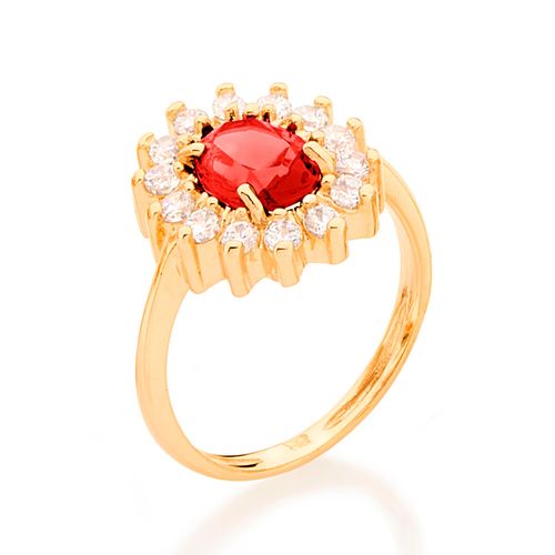 ANEL BANHADO A OURO 18K COM CRISTAL E ZIRCÔNIAS