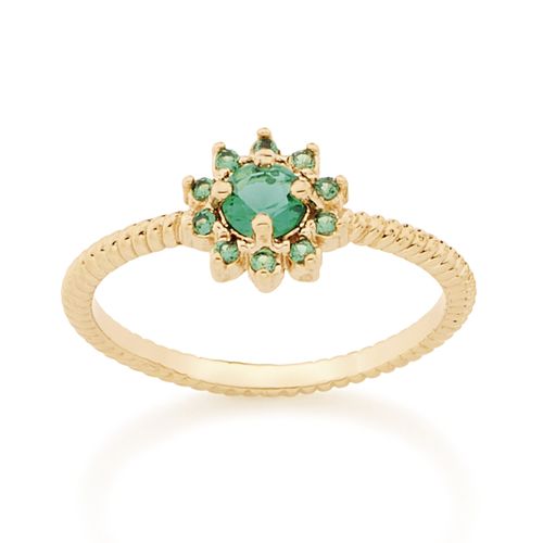 ANEL SKINNY BANHADO A OURO 18K FLOR COM ZIRCÔNIAS
