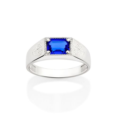 ANEL DE PRATA 925 COM CRISTAL OCTAGONAL