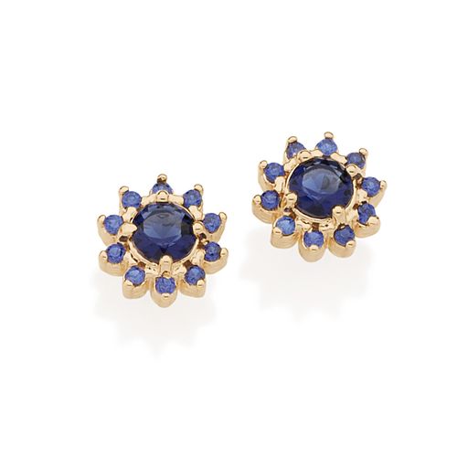 BRINCO BANHADO A OURO 18K FLOR COM ZIRCÔNIAS