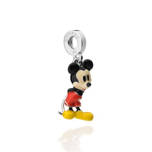 BERLOQUE MICKEY MOUSE 3D DE PRATA MACIÇA 925 COM APLICAÇÃO DE RESINA