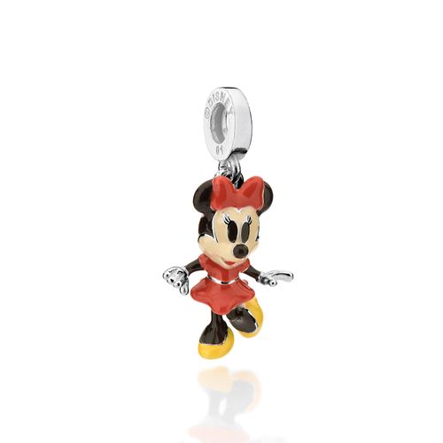 BERLOQUE MINNIE 3D DE PRATA MACIÇA 925 COM APLICAÇÃO DE RESINA