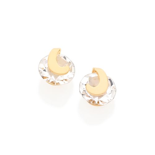 BRINCO SOLITÁRIO BANHADO A OURO 18K COM CRISTAIS