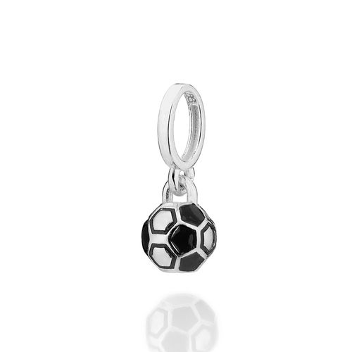 PINGENTE BOLA DE FUTEBOL DE PRATA MACIÇA 925 COM APLICAÇÃO DE RESINA