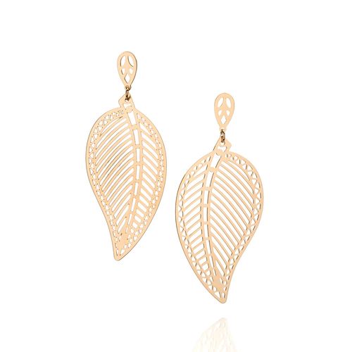 MAXI BRINCO FOLHA BANHADO A OURO 18K