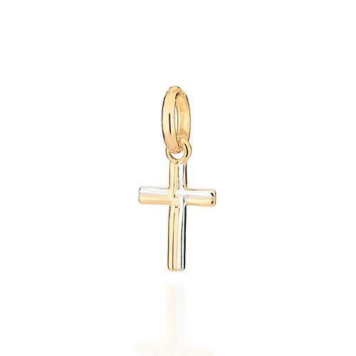 PINGENTE CRUZ BANHADO A OURO 18K COM APLICAÇÃO DE RHODIUM