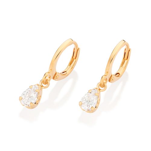 BRINCO ARGOLA BANHADO A OURO 18K COM ZIRCÔNIAS