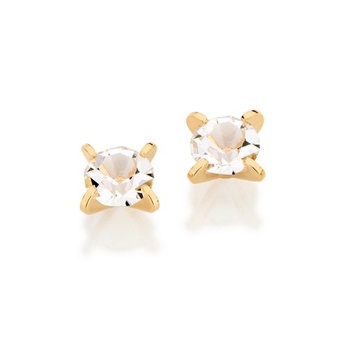 BRINCO SOLITÁRIO BANHADO A OURO 18K COM ZIRCÔNIAS