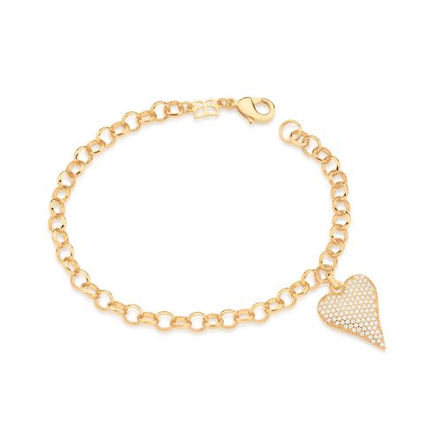 PULSEIRA CORAÇÃO BANHADA A OURO 18K COM ZIRCÔNIAS