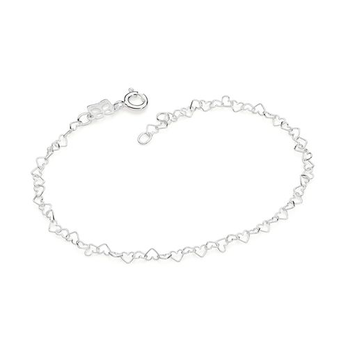 PULSEIRA CORAÇÕES DE PRATA MACIÇA 925