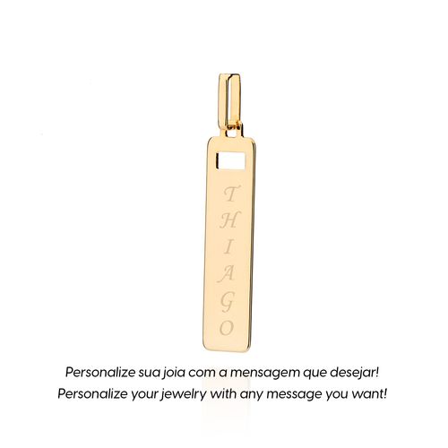 PINGENTE RETANGULAR PERSONALIZÁVEL BANHADO A OURO 18K