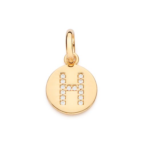 PINGENTE LETRA BANHADO A OURO 18K COM ZIRCÔNIAS -LETRA H