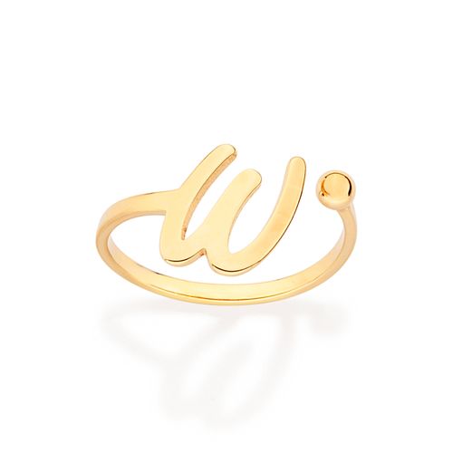 ANEL DE LETRA BANHADO A OURO 18K-LETRA W