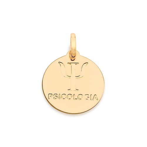 MEDALHA PROFISSÃO PSICOLOGIA BANHADA A OURO 18K