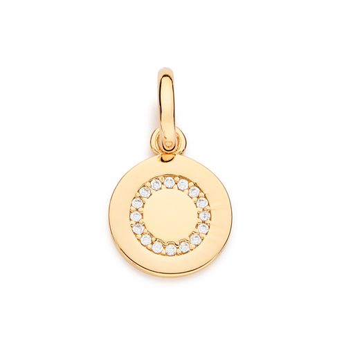 PINGENTE LETRA BANHADO A OURO 18K COM ZIRCÔNIAS -LETRA O