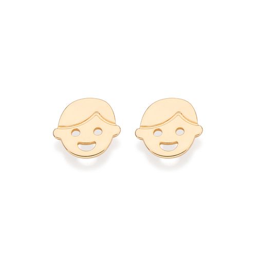 BRINCO ROSTO DE MENINO BANHADO A OURO 18K