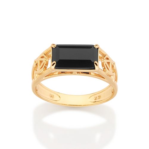 ANEL ALFA E ÔMEGA BANHADO A OURO 18K COM CRISTAL