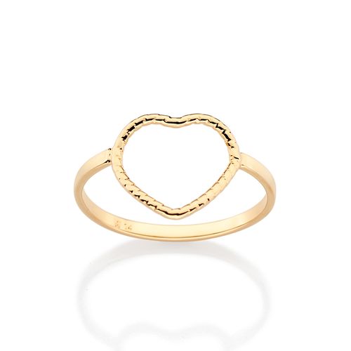 ANEL SKINNY CORAÇÃO VAZADO BANHADO A OURO 18K