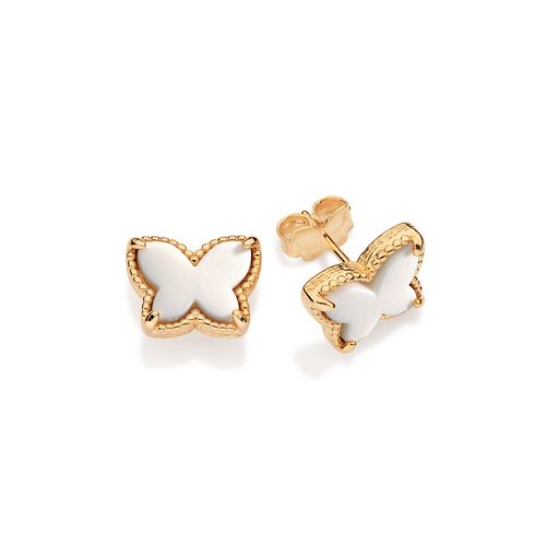 BRINCO BORBOLETA BANHADO A OURO 18K COM PEDRAS SINTÉTICAS