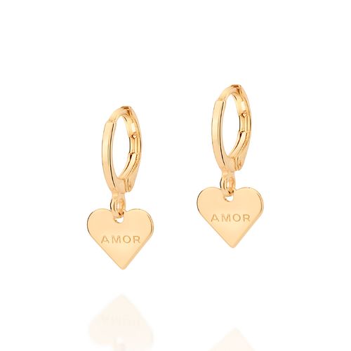 BRINCO ARGOLA CORAÇÃO BANHADO A OURO 18K