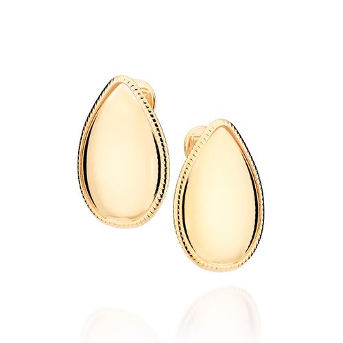 MAXI BRINCO GOTA LISO BANHADO A OURO 18K